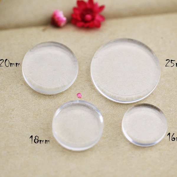 20pcs Runde Flache Glas Cabochon - 12/14/16/18/20/25mm beide Seite flache Glasfliesen - Glasfliesen für Anhänger - Glas Cabochon Fliesen