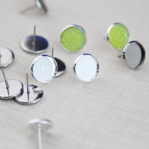 8mm Stainless Steel Earring Stud Ear studs-Stud Earring Blank-Bezel Stud Earrings with Backs-Choose The Color And Quantity