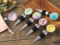 Personalised Bottle Stopper, Name Wine Corks, Wedding Wine Stopper, Floral Bottle Capper, Bridesmaids and Best Man Gift, Wine Stopper Holder