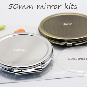 Compact mirror Kit-Pocket mirror blank-Two-sided Blank Compact Mirrors with Epoxy Resin Stickers-50mm Round Mirror-Bridsmaid Gift Supply