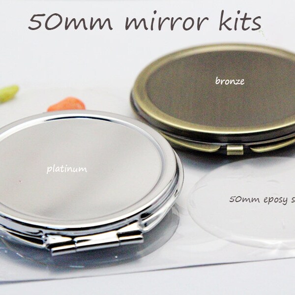 Kit de miroir compact-Miroir de poche vierge-Miroirs compacts vierges à deux côtés avec autocollants en résine époxy-Miroir rond de 50 mm-Bridsmaid Gift Supply