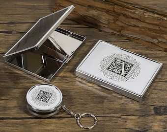 Personalisiertes Zigarettenetui und Aschenbecher, Zigarettenschachtel, Zigaretten-Aschenbecher, Trauzeugegeschenke, Geschenke der Männer mit Namen, ultra dünnes Zigarettenetui