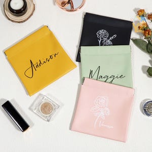 Porte-monnaie avec nom personnalisé - Porte-monnaie personnalisé - Pochette pour femme - Trousse de maquillage de voyage - Cadeau de demoiselles d'honneur - Cadeau de fête nuptiale - Petit sac à main