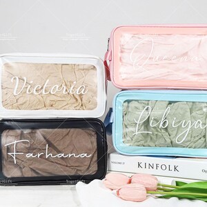 Transparente Kosmetiktasche Personalisiert, Makeup Tasche Klar, Reisebeutel, Makeup Organizer, Klare Kulturtasche, Brautpartygeschenk, Hochzeit