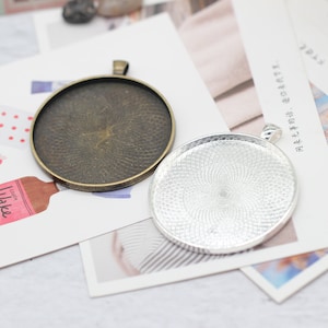 50mm Cabochon Setting-Pendant Blank-2 inch Pendant Trays-Cabochon Tray-Cabochon Bezel-Blank Round Cabochon Trays-Blank Bezel Cabochon