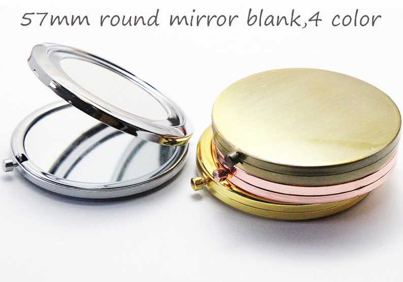 5 compact mirror kits-57mm pocket mirror-Blank compact mirror frame-two sided blank compact-Mirror with Epoxy Sticker-Bridsmaid Gift Supply image 4