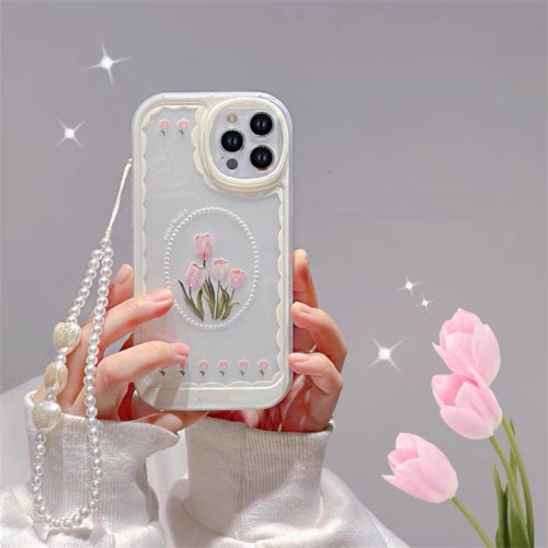 Pastel Flower Print Bead Chain Phone Case for Iphone 11 12 13 Etsy