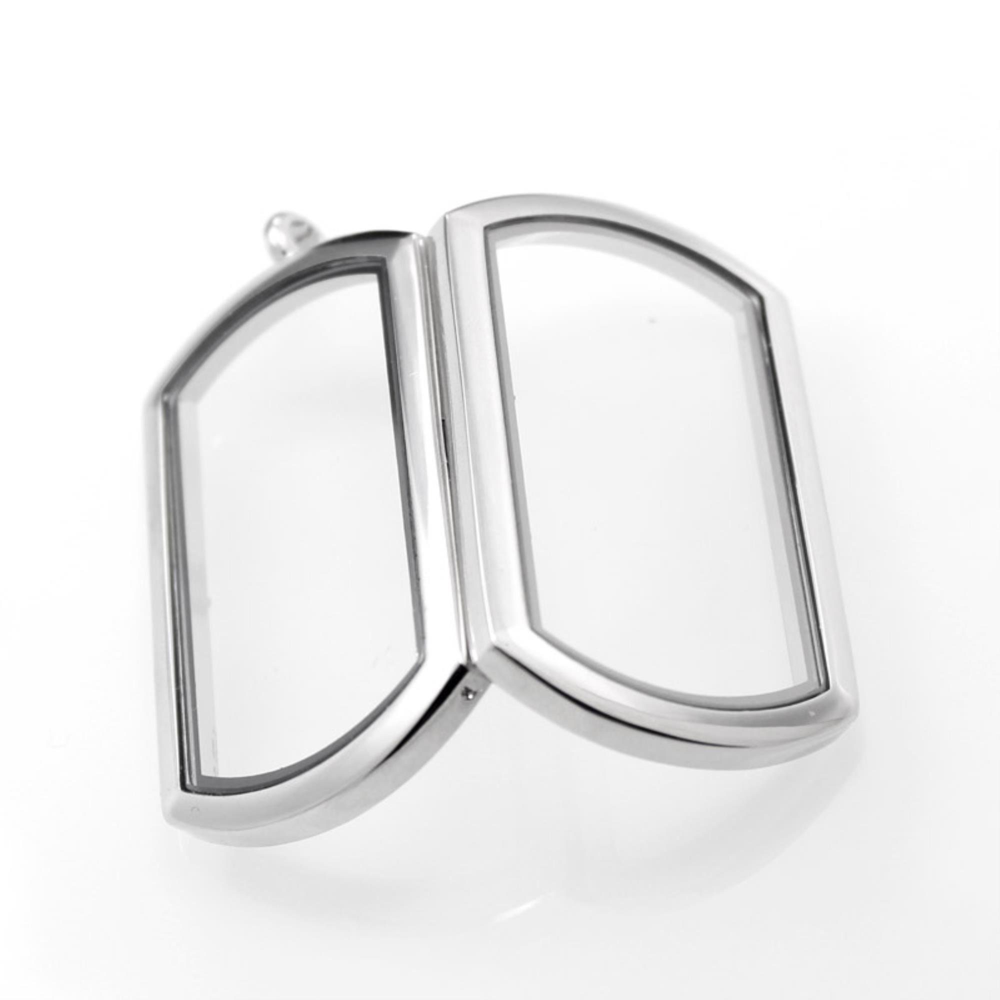 Badge Shaped Floating Glass Locket Living Glass Locket Etsy