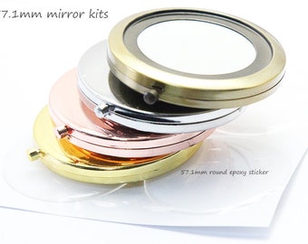 5 kits miroir compact-57mm miroir de poche-Blank miroir compact-deux côtés blanc compact-miroir avec Epoxy Sticker-Bridsmaid Gift Supply