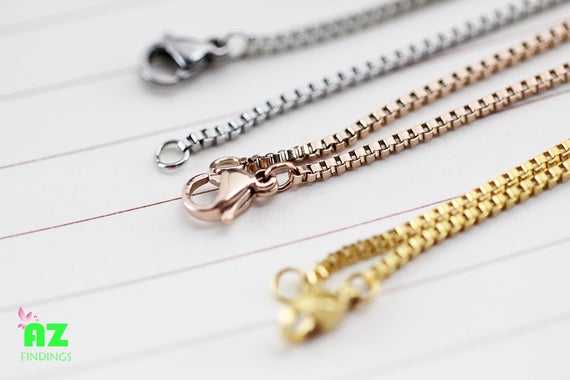 18/" 20/" 24/" Stainless steel Box Chain Necklace Finished Minimal Jewelry 10pcs