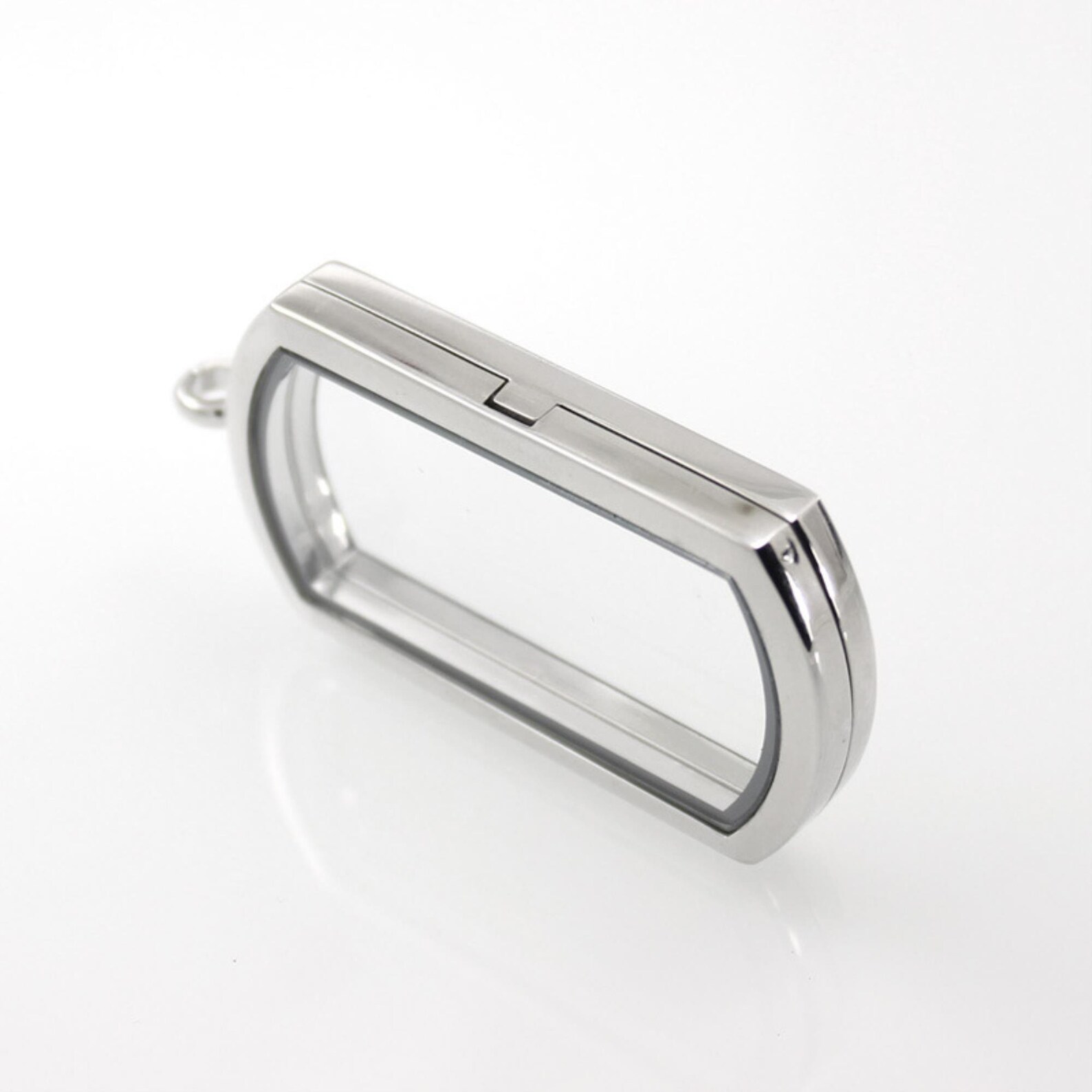 Badge Shaped Floating Glass Locket Living Glass Locket Etsy