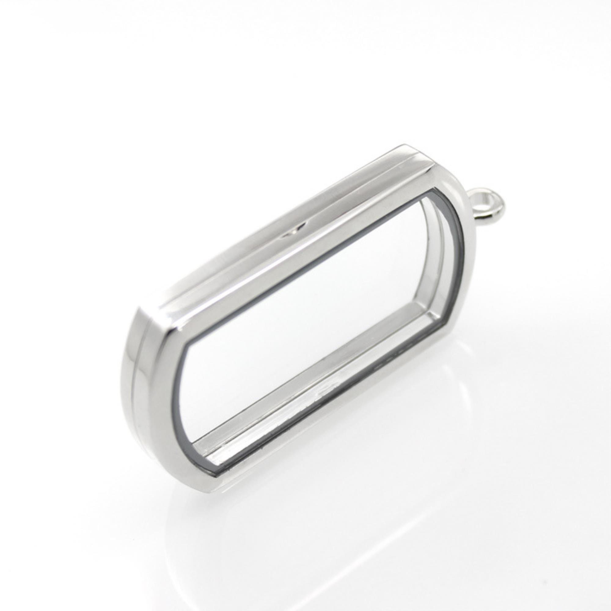 Badge Shaped Floating Glass Locket Living Glass Locket Etsy