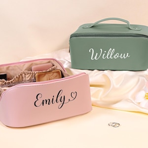Personalized Bridesmaid Makeup Bag, Large Capacity Cosmetic Bag, Toiletry Bag with Name, Bridal Shower Gift, Bridesmaid Proposal Gifts