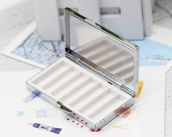 7 day pill box-7 day pill case-Retro pill case-Pill box-7 sections-Retro Rectangle Pill container-Metal pill case-Optional Epoxy Sticker