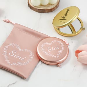 Espejo compacto personalizado para bolso, espejo de maquillaje de bolsillo de metal, espejo de mano portátil, regalos de cumpleaños para mujeres, regalos de fiesta, bodas