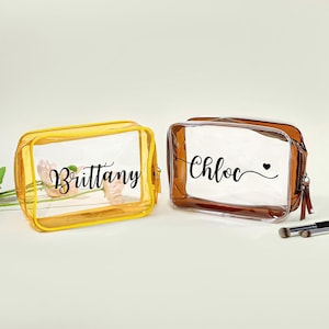 Clear Makeup Bag Personalized, Beach Wedding Favor, Transparent Cosmetic Bag, Clear Toiletry Bag, Bridesmaid Gift, Bachelorette Party Favor