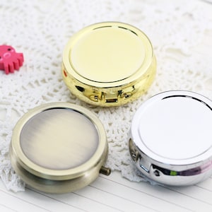 5pcs 42mm Round Pill Box With Epoxy Sticker-ONE DAY Blank Compartment Pill Box Container-Round Travel Pill Box-Optional Epoxy Stickers