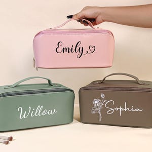 Personalized Cosmetic Bag with Name, Travel Bag for Makeup or Toiletries, Makeup Bag for Bridesmaid, Bachelorette Party Favors, Makeup Pouch