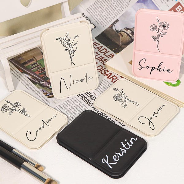 Personalized Bridesmaid Makeup Mirror-Portable Folding Compact Mirror-Handheld Makeup Mirror-Bachelorette Party Gift-Bridesmaid Gift