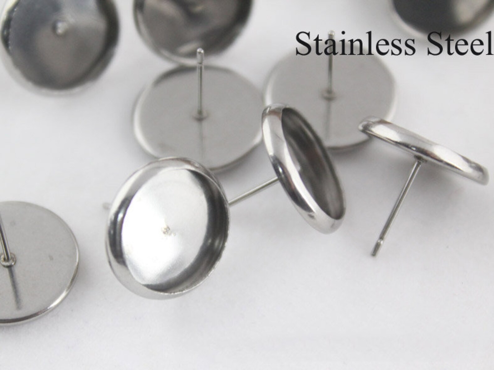 100pcs Stainless Steel Earring Stud Settings Surgical Etsy