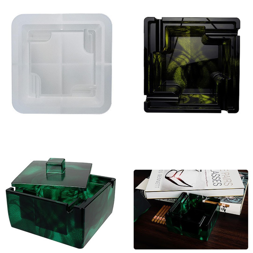Cigar Ashtray Resin Mold With Lid, Ashtray Silicone Molds, Crystal