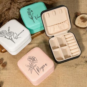Personalized Travel Jewelry Box, Jewellery Ring Organizer, Jewelry Storage Box, Bachelorette Party Favors, Bridal Party Gifts, Mom Gifts