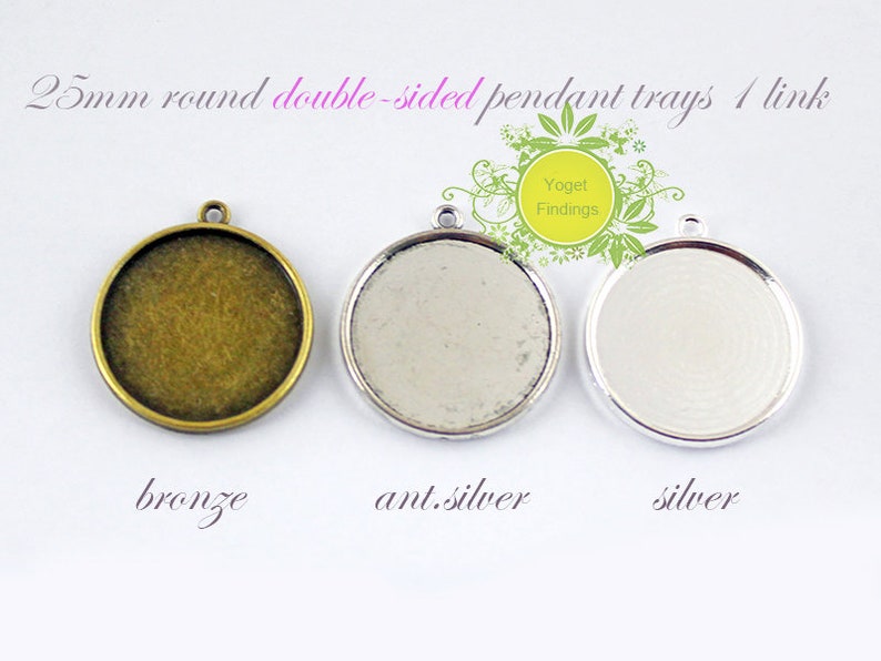 50 Bezel cupsDouble side BezelPendant Blanks25mm Round Etsy