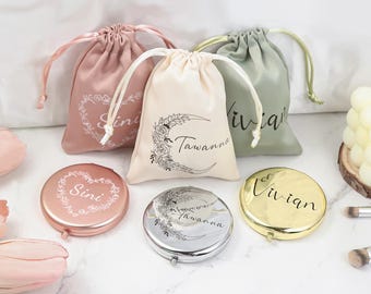 Bridesmaid Makeup Mirror with Name, Personalised Wedding Favours, Girlfriend Couple Gift, Compact mirror, Handheld Portable Mirror