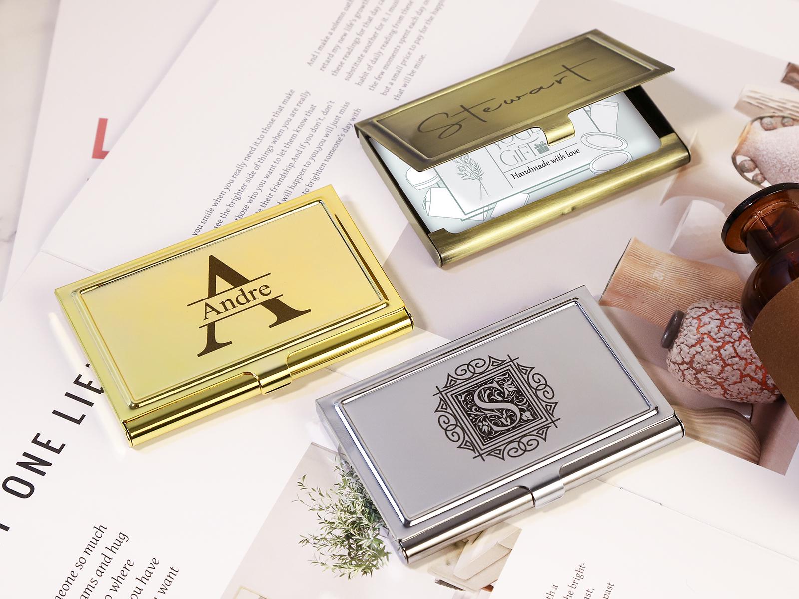 Benutzerdefinierter Logo-Visitenkartenhalter, personalisierte Name & Logo-Visitenkartenetui, Massen-Firmengeschenke, Geschenk für Mitarbeiter/Kollegen