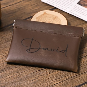 Personalized Coin Purse, Rosary Bag, Squeeze Coin Pouch, Snap Close Coin Organizer, Change Purse, Tray Pouch, Best Man Gifts, Groomsmen Gift