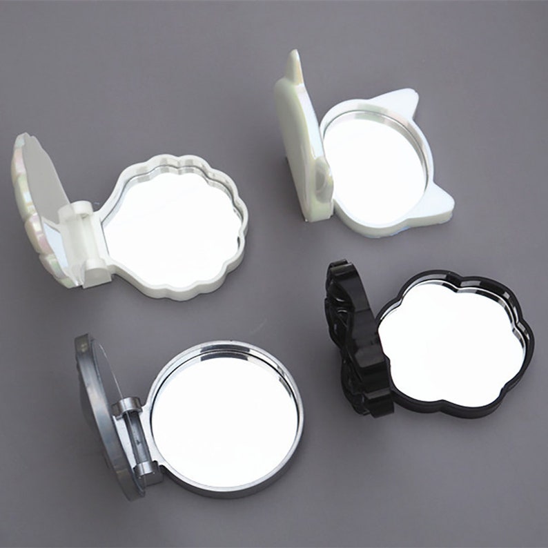 Makeup Mirror Silicone Resin Mold-Creative Shell Cat Rose Round Shape Mirror Resin Molds-Handmade Makeup Mirror Mold