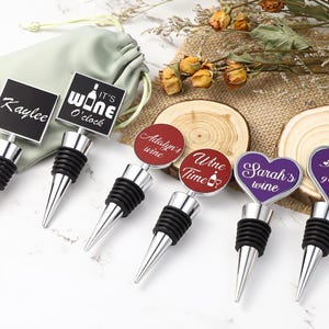 Personalized Wine Stopper, Wedding Favors Wine Stopper ,Wine Accessories, Wine Toppers Stopper with Name, Wine Bottle Stopper Logo