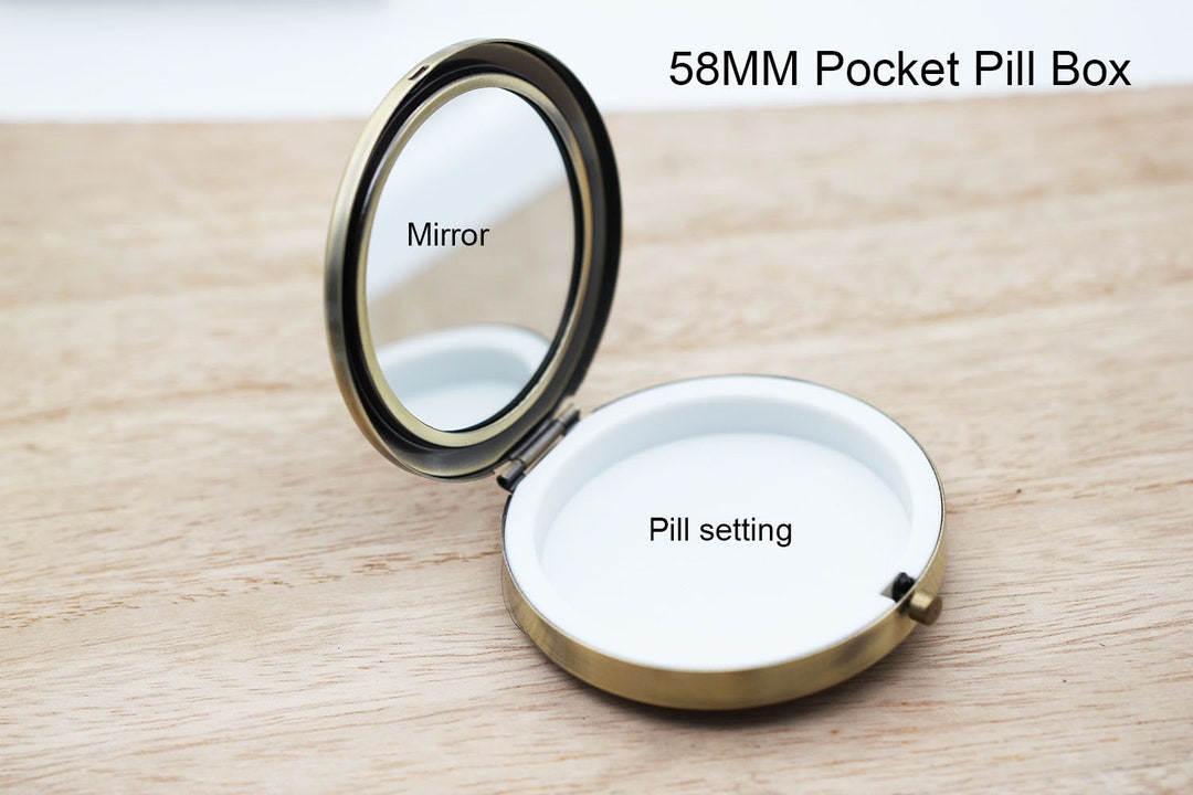 2.25inch Round Compact Pill Box With ONE Compartment, Insert Mirror