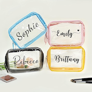 Clear Toiletry Bag Personalized, Cosmetic Bag Transparent, Makeup Beach Bag Bachlorette, Clear Travel Pouch, Bridesmaid Gifts for Beach