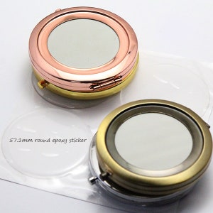 5 compact mirror kits-57mm pocket mirror-Blank compact mirror frame-two sided blank compact-Mirror with Epoxy Sticker-Bridsmaid Gift Supply image 3