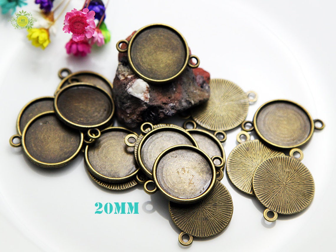 20mm Round Cabochon Blank Setting With Two Loops-20mm Bezel - Etsy