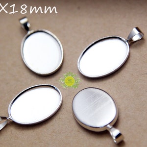 Oval Bezel Pendant Trays-13x18mm Oval Bezel Cup Blanks-Oval Pendant Tray Setting for 13x18 cabochon-Pendant Tray Wholesale-Select Qty-0682