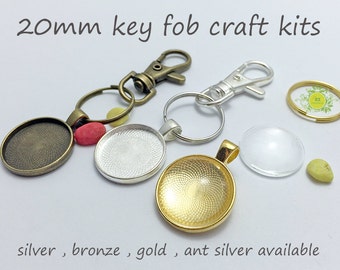10 Craft Kits Photo Keychains-20mm Round photoTrays-10 Heavy duty Lobster Swivels-10 Split Rings-10 trays-10 Glass Domes Included-4 Color