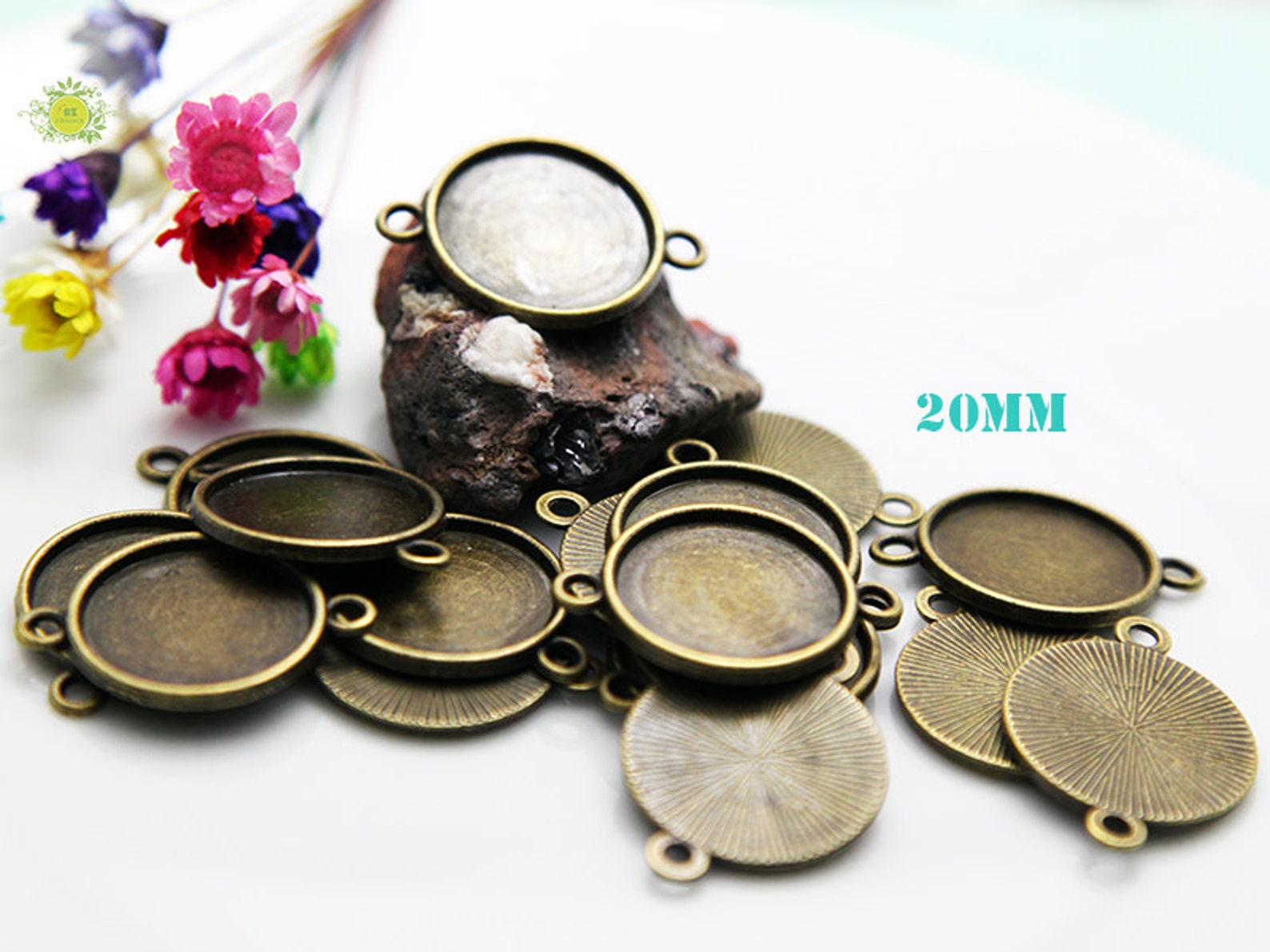 20mm Round Cabochon Blank Setting With Two Loops-20mm Bezel - Etsy