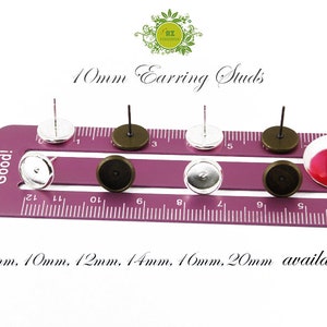 10mm Earstud Blank-Earring Blanks-Earring Setting-Earring Studs-Earring Trays-Earring Blanks with 10mm cabochon setting-4 color to choose