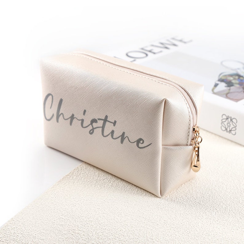 Custom Name Makeup Bag, Cosmetic Bag, Bridal Party Bag, Travel Toiletry