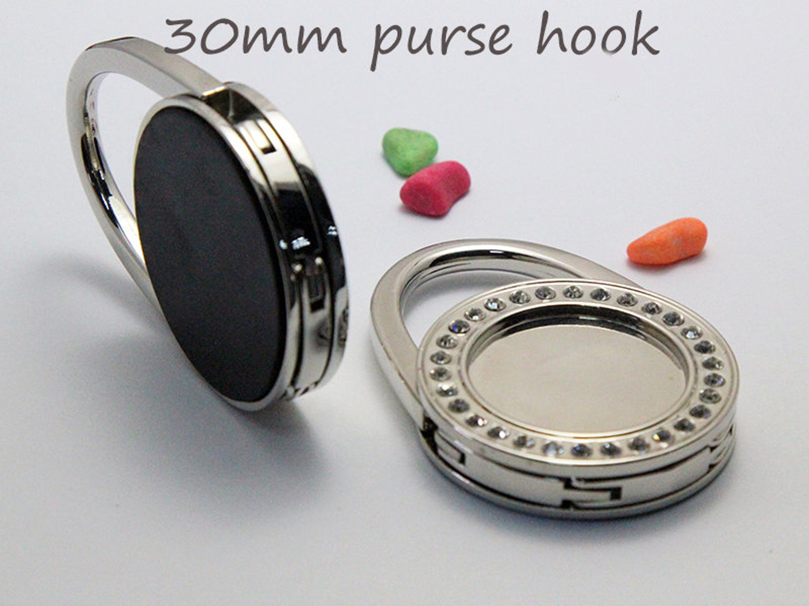 30mm Round Purse Hook Blank With Crystal Silver Bag Hook Blank Etsy