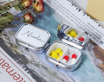 Draagbare pillendoos met 2 vakken, ochtend- en avondpillendoos, medicijndoos, gepersonaliseerde medicijndoos, pillendoosje lactose en tolerante pillen