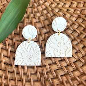 White Lace Clay Earrings