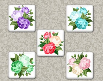 Rose Collage Sheet: 1 Inch Square Images (PNG File)