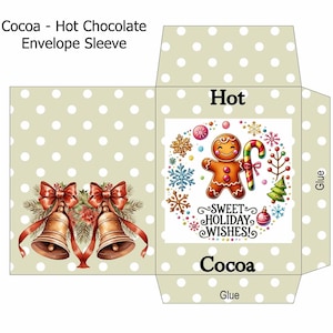 Cocoa Wrapper Envelope Sleeve, Sweet Holiday Wishes Cocoa Wrapper, Gingerbread Man Cocoa Envelope, Cocoa Packet Digital Printable