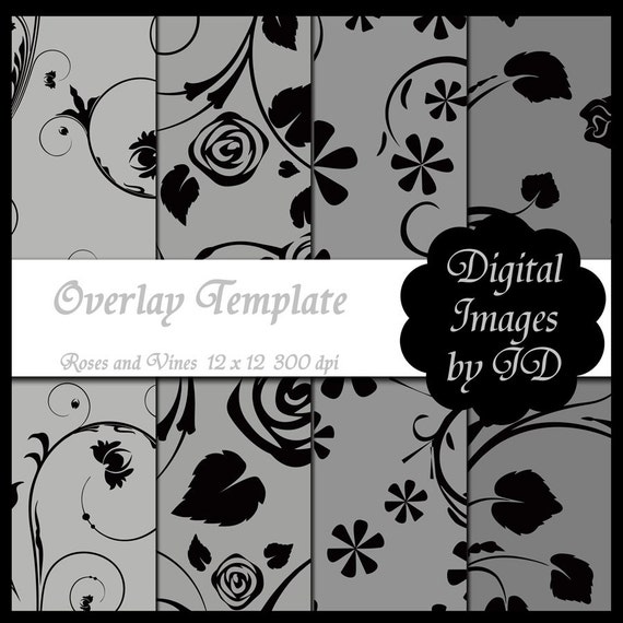 Overlay Template For Digital Papers Mockup Floral And Vines