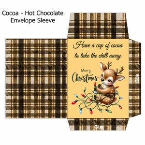 Merry Christmas Reindeer Hot Cocoa Wrapper Digital Download Printable