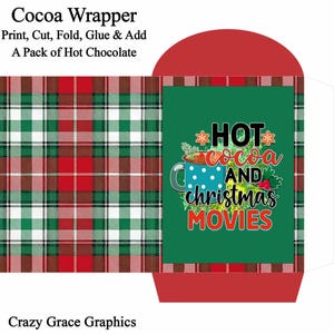 Hot Cocoa Packet Wrapper: Christmas Movie Night Printable (JPG File, 4x5 inches)