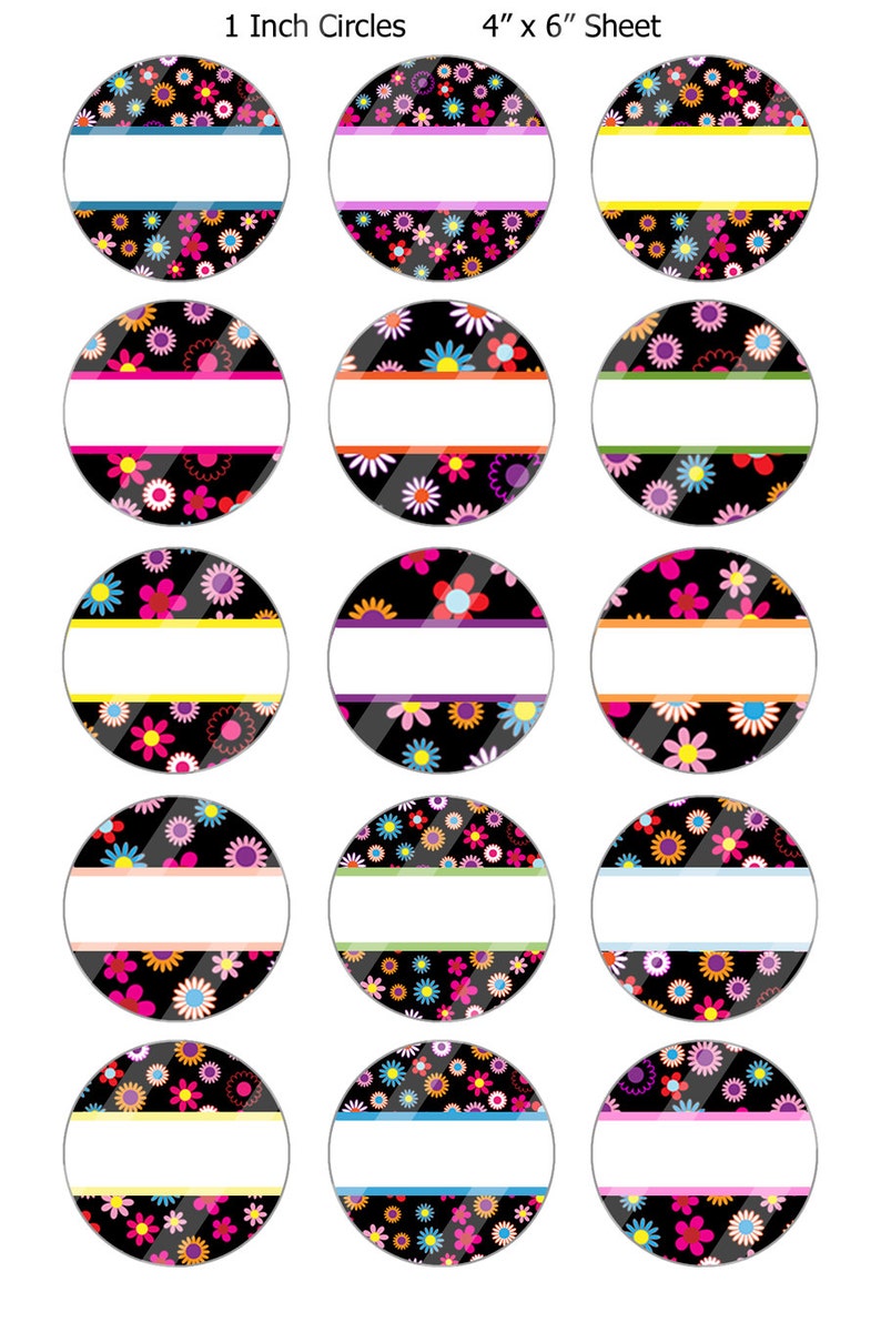 Instant Download 4x6 Bottle Cap Images Digital Collage Sheet, 1 Circles, Editable Bottlecap Images for Pins, Hairbows Jewelry, Flowers, CS1 image 2